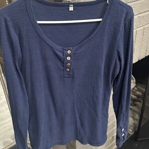 Women's Blue Long Sleeve Top